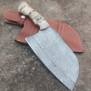 Handmade chopper knife Damascus steel butcher knife with Natural Handle Meat Cleaver knife gift for chef knife Custom Engraved knife gift