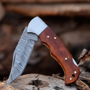 handmade damascus steel pocket knife hunting knife with leather sheath best gift for him christmas gifts