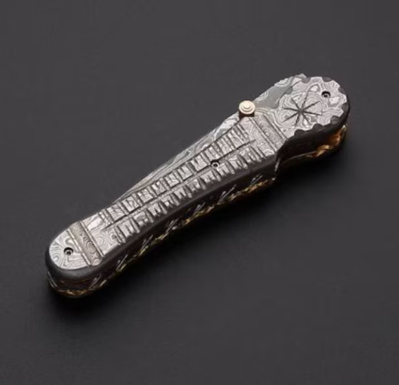 Damascus Folding Knife, Pocket Folding Knife, Handmade Folding Knife, Camping Knife, Hunting Knife, Pocket Knife, Anniversary Gift. - Image 3