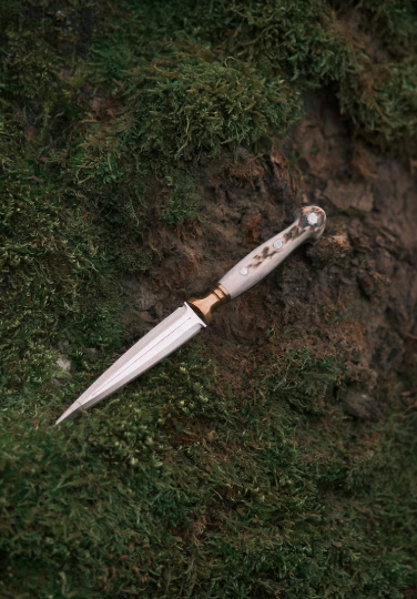 Double Edge Dagger Knife with Deer Antler, Custom Full Tang Blade, Unique Athame Knife with Leather Sheath, Perfect Gift for Collectors - Image 3