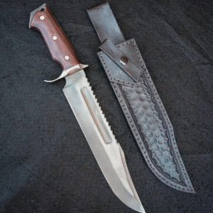 Hand-Forged Bowie Knife: 14c28N Steel Hunting Bushcraft Knife with Leather Sheath