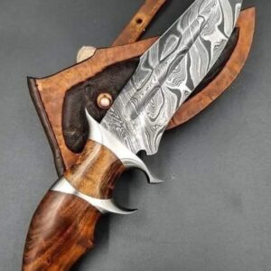 Custom Personalized Damascus Steel Hunting 10in Bowie knife & Leather Sheath | Birthday Gift Best Christmas GIFTS