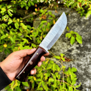 HandForged Damascus BushCraft | Hunting | Skinner knife with leather sheath | Micaeta handle | Modern Camping knife
