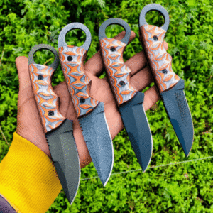 Handmade Powder-Coated Skinner Knife: Micarta Handle & Leather Sheath