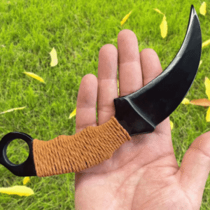 Obsidian Karambit Knife: Hand-Carved Curved Blade with Twine Handle