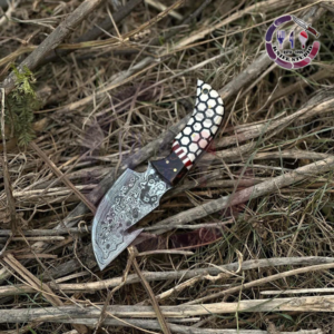 Custom Handmade Damascus Steel Gut Hook Skinner Knife - Honeycomb & Resin Hybrid Handle