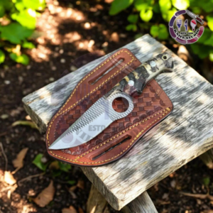 11" Custom Handmade Gentleman’s Stiletto Dagger – Ribbed Mirror-Polished Handle with Brass Pommel