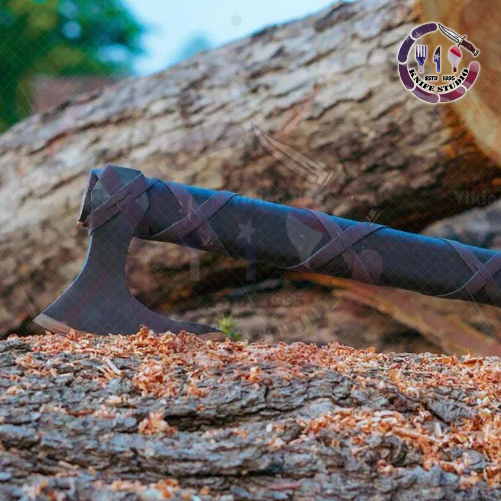 Handmade Viking Bearded Axe Set – High Carbon Steel Hatchets with Rosewood & Ash Handles (Pack of 3) - Image 3