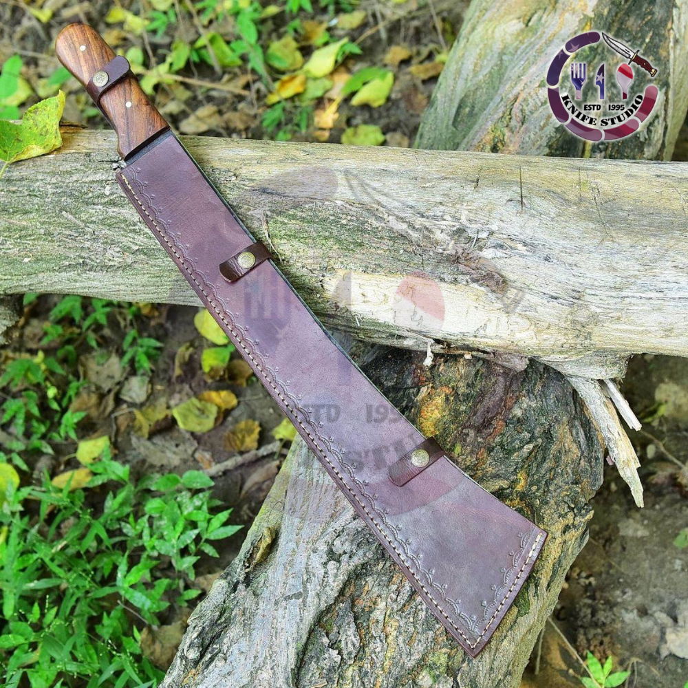 30" Professional Hand-Forged High Carbon Steel Machete – Classic Cleaver Tip with Ergonomic Rosewood Handle - Image 2
