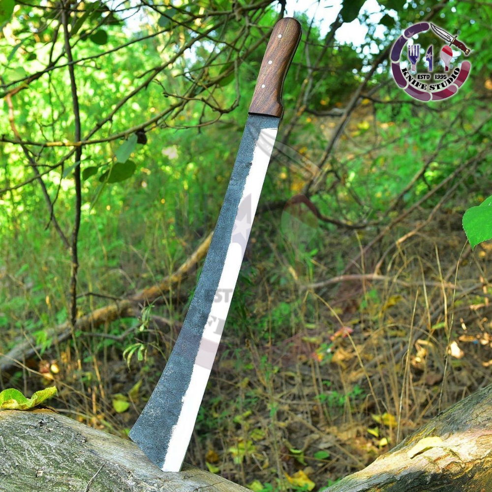30" Professional Hand-Forged High Carbon Steel Machete – Classic Cleaver Tip with Ergonomic Rosewood Handle - Image 4