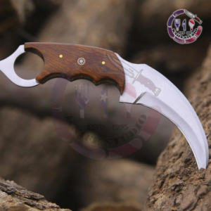 11" Custom Handmade Fantasy Leaf-Blade Dagger – Blue Textured Wood Handle with Ornate Celtic Bolster