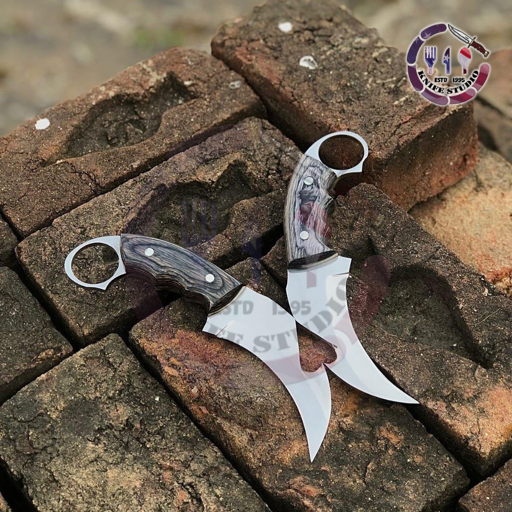 Set of 3 Custom Handmade Tactical Karambits – 11" Polished Stainless Steel with Finger Ring & Ergonomic Handles - Image 3