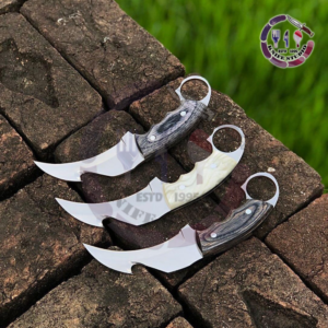 Set of 3 Custom Handmade Tactical Karambits – 11" Polished Stainless Steel with Finger Ring & Ergonomic Handles
